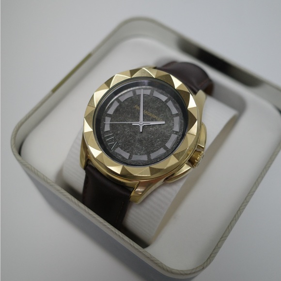 Karl Lagerfeld KL1038 Unisex Brown Leather Gold Bezel Men's Watch - Picture 12 of 15